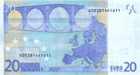 20 Euros (обратная сторона)