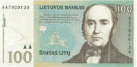100 Lithuanian litai (передняя сторона)