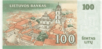 100 Lithuanian litai (обратная сторона)
