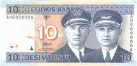 10 Lithuanian litai (передняя сторона)