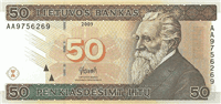 50 Lithuanian litai (передняя сторона)