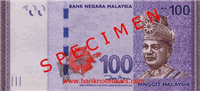 100 Malaysian ringgit (передняя сторона)