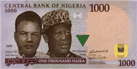 1000 Nigerian naira (передняя сторона)