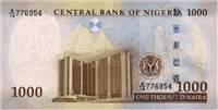 1000 Nigerian naira (обратная сторона)