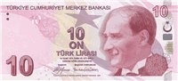10 Turkish lira (передняя сторона)