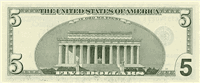 5 United States dollars (обратная сторона)