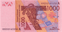 1000 West African CFA francs (передняя сторона)