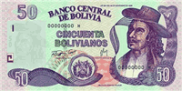 50 Bolivian bolivianos (передняя сторона)