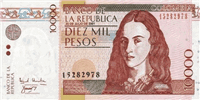 10000 Colombian pesos (передняя сторона)