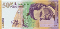 50000 Colombian pesos (передняя сторона)