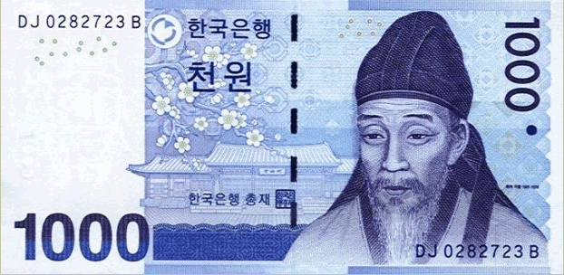 1000 South Korean won (передняя сторона)