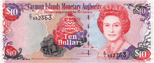 10 Cayman Islands dollars (передняя сторона)