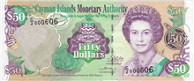 50 Cayman Islands dollars (передняя сторона)