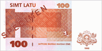 100 Latvian lati (обратная сторона)