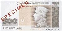 500 Latvian lati (передняя сторона)