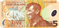 5 New Zealand dollar (передняя сторона)