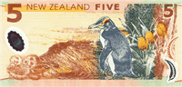 5 New Zealand dollar (обратная сторона)