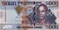 5000 Sierra Leonean leones (передняя сторона)